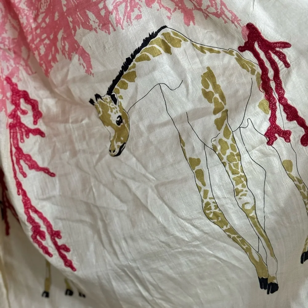 White and Wood Ventilo Women Scarf Multicolor Giraffes Print 100% Silk